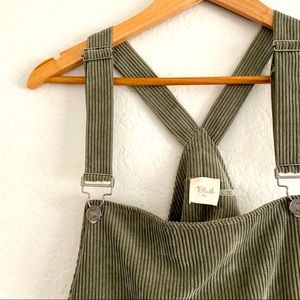 Green Corduroy Overall Dress
